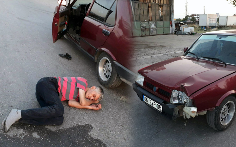 Kaza yaptı, sonra da yolun ortasında sızdı
