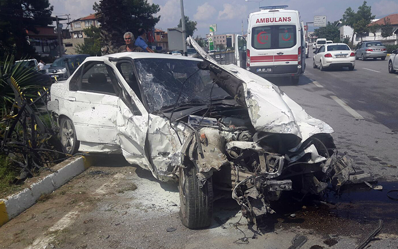 Bariyerleri ve ağacı devirdi