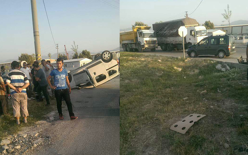 Yine o kavşak: 2 hafif ticari araç çarpıştı