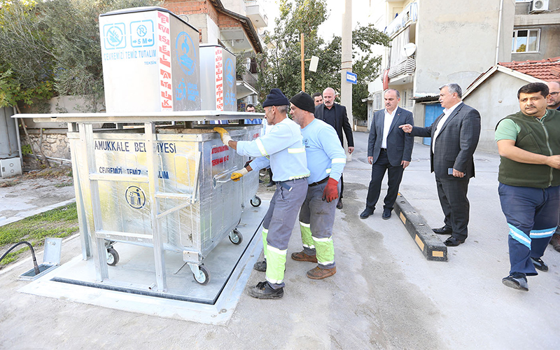 Pamukkale Belediyesi’nden yeraltı çöp konteynırları