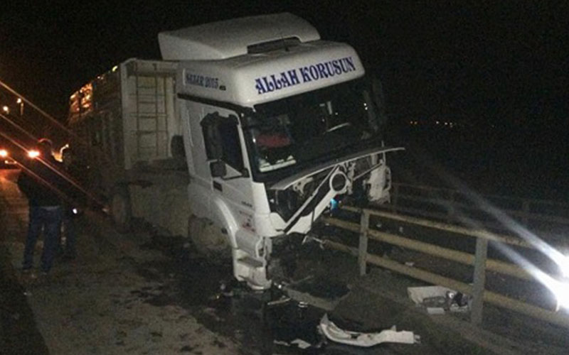 Korkuluklar TIR’a ok gibi saplandı