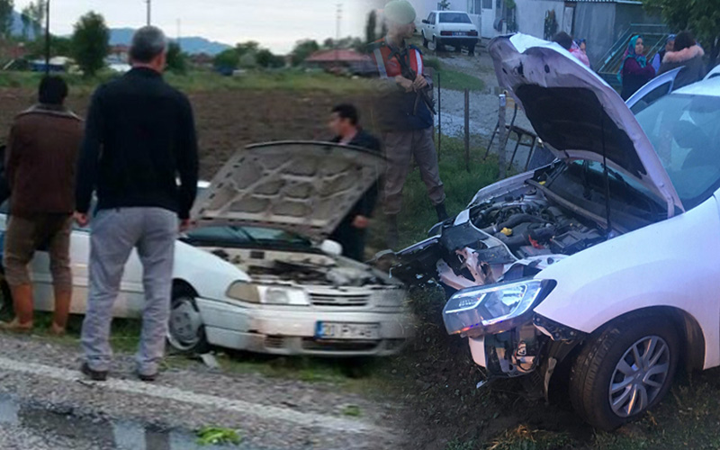 Acıpayam’daki kazada 2 otomobil çarpıştı