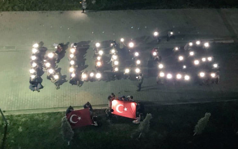KYK Yurdu’ndaki öğrencilerden İsrail’e protesto
