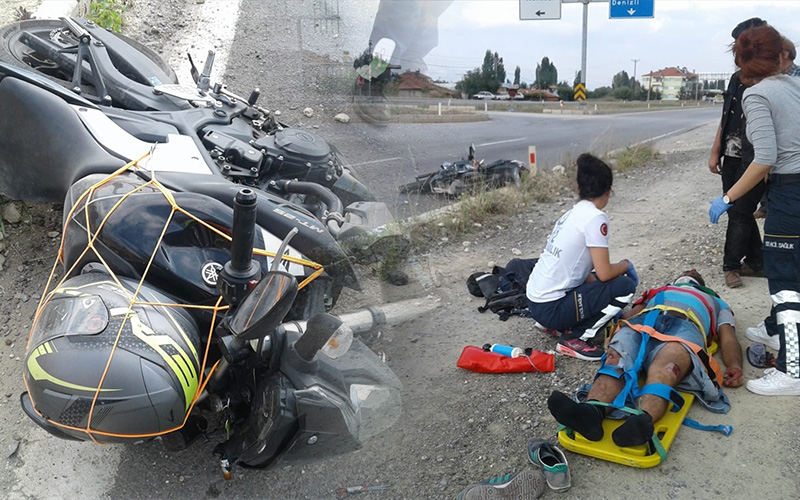 Kaskını motosiklete asan sürücü ağır yaralandı