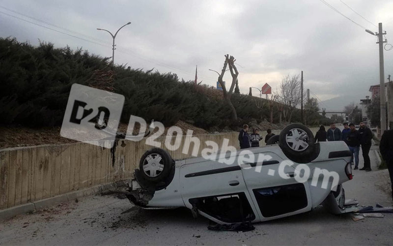 Otomobil servis yoluna uçtu