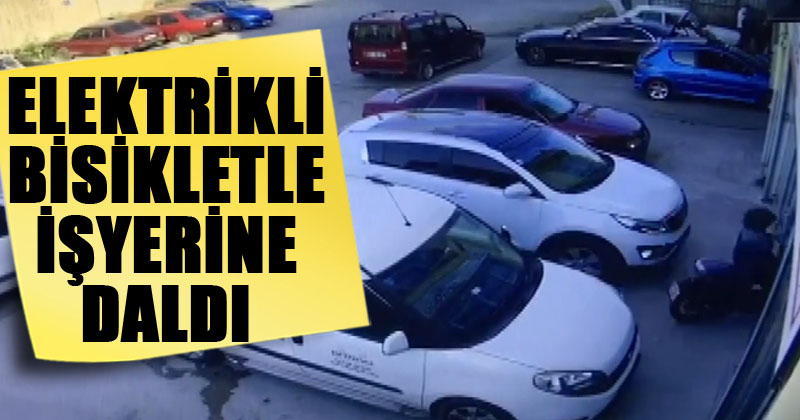 Elektrikli bisikletle işyerine daldı