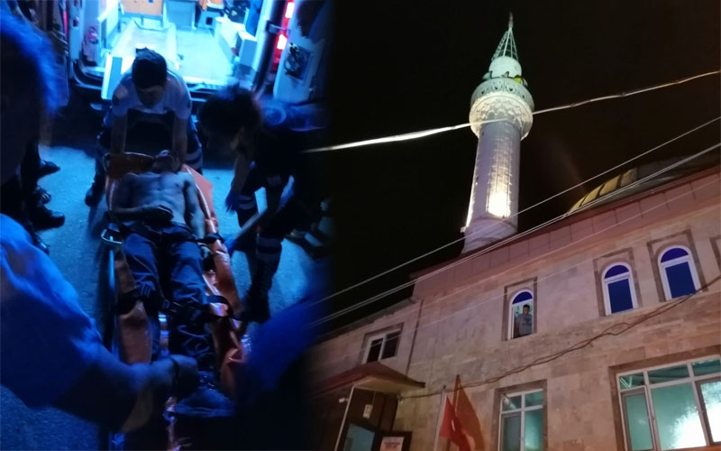 İntihar etmek için çıktığı minarede bayıldı