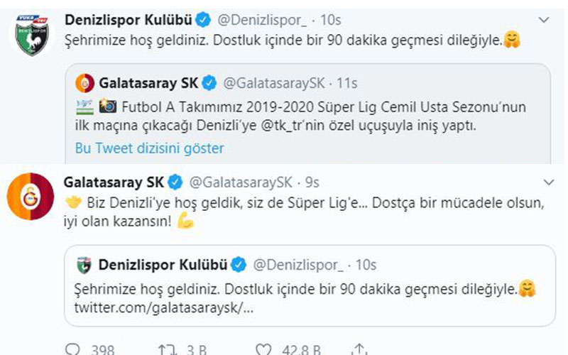 Galatasaray ile Denizlispor’dan dostluk mesajı