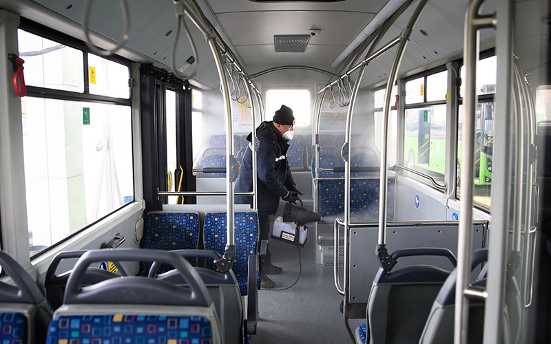 Büyükşehir otobüslerinde dezenfekte çalışması
