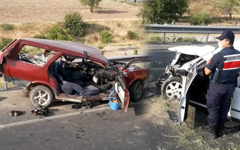 Otomobil metal yığını haline geldi