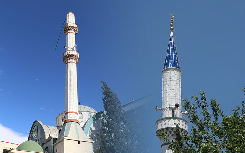 Denizli’de Fırtınada yıkılan minarenin külahı takıldı