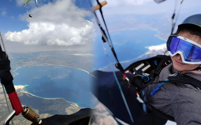 Yamaç paraşütü sporcusu Gülşah Hoş, Denizli’den Afyonkarahisar’a uçtu