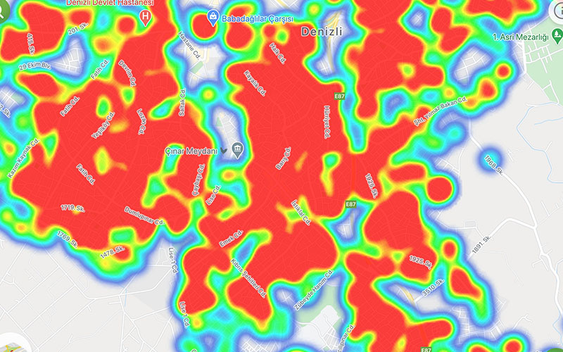Kentte her yer coronavirüste yüksek riski gösteren kırmızıya boyandı
