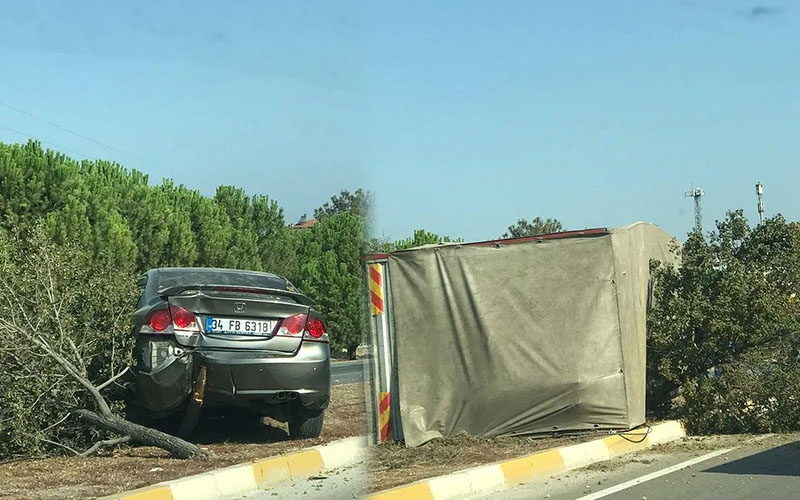 Denizli-İzmir karayolunda otomobil ile kamyon çarpıştı
