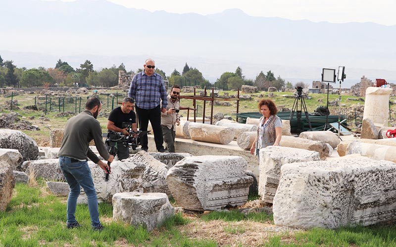Pamukkale’de Discovery Channel için belgesel çekiliyor