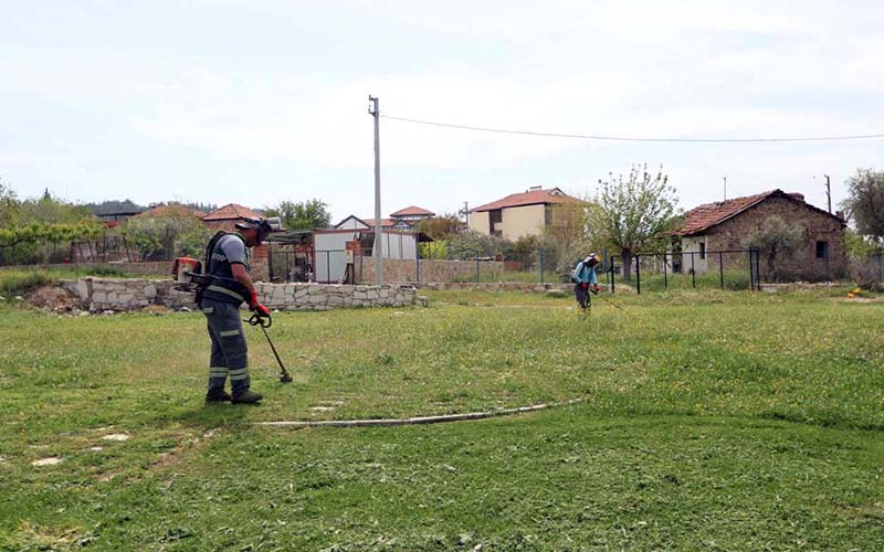 Pamukkale Belediyesi ekiplerinden ot biçme ve tırpan çalışması