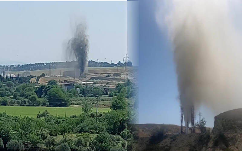 Jeotermal borusu patladı, sıcak su metrelerce yükseldi