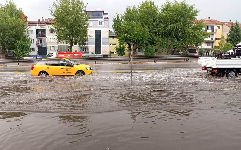 Yollar su altında kaldı, ağaçlar devrildi