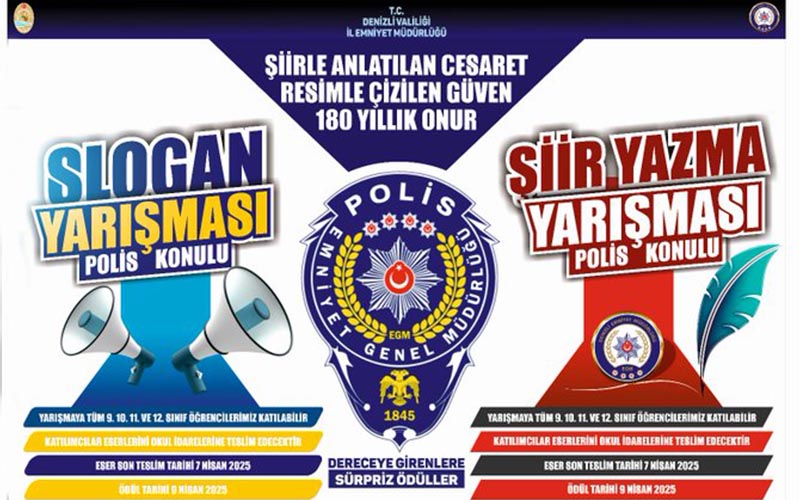 Denizli Emniyet Müdürlüğü, şiir ve slogan yarışması düzenledi