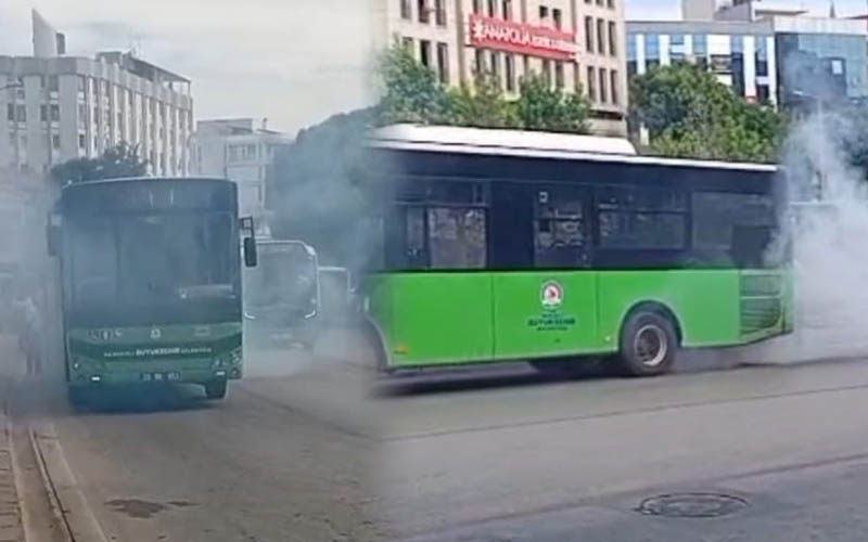 Belediye otobüsünde yangın çıktı