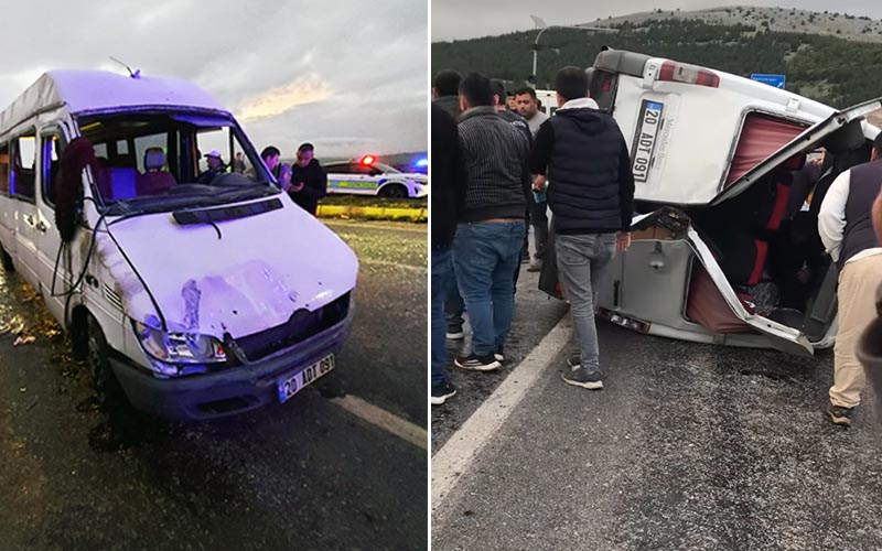 İşçi taşıyan servis aracı devrildi, çok sayıda yaralı var