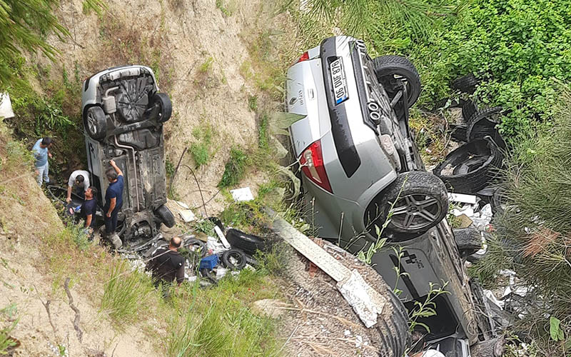 Denizli’de korkutan kaza: Kontrolden çıkan otomobil şarampole uçtu
