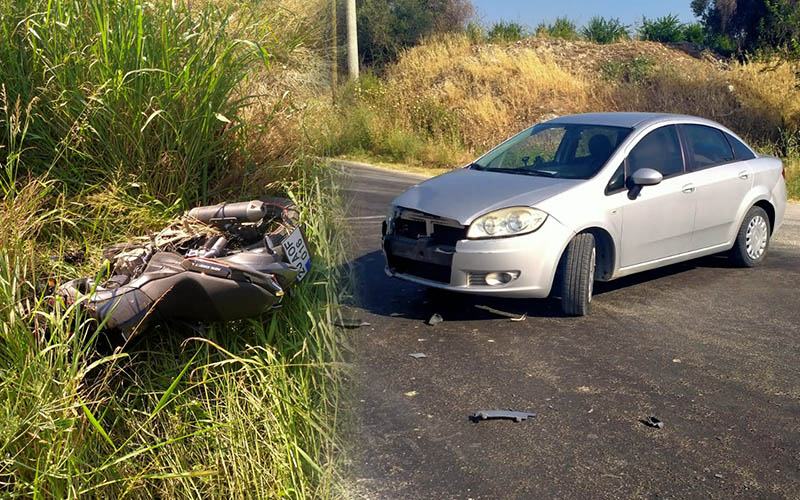 Otomobil ile çarpışan motosikletin sürücüsü yaralandı