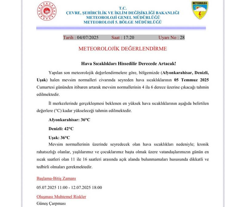 Denizli Valiliği orman yangınlarına karşı uyarı