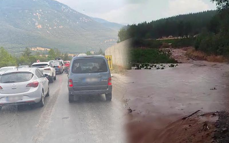 Selin taşıdığı toprak Denizli-Antalya karayolunda trafiği aksattı