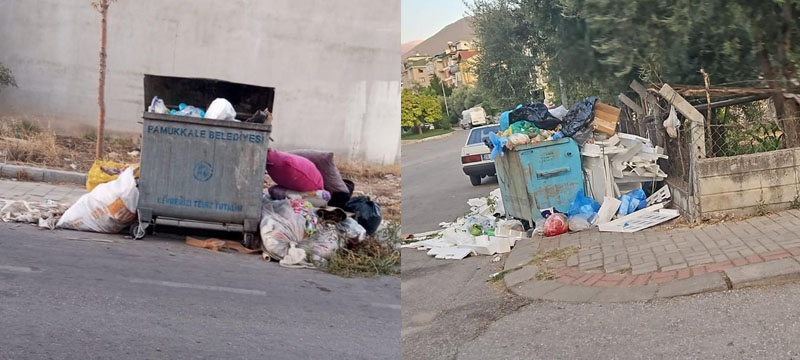Pamukkale Belediyesinin çöpleri zamanında toplamadığı iddia edildi