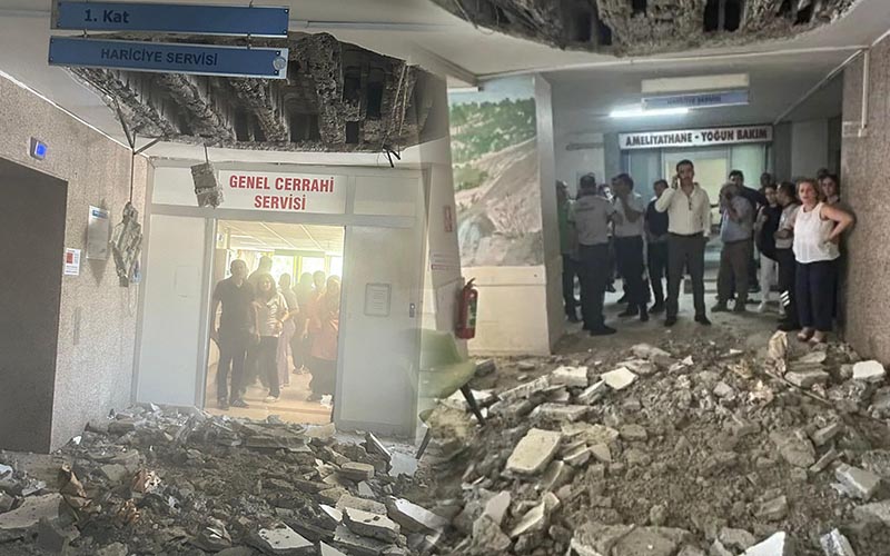 Denizli Devlet Hastanesinden çöken tavan açıklaması: Hastane boşaltılmayacak, 2 kişi yaralandı