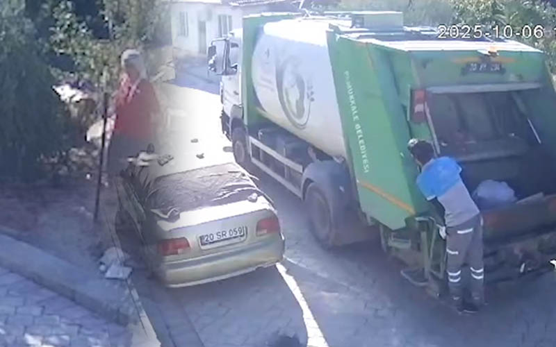 Çöp kamyonunun kadına çarptığı kaza güvenlik kamerasında