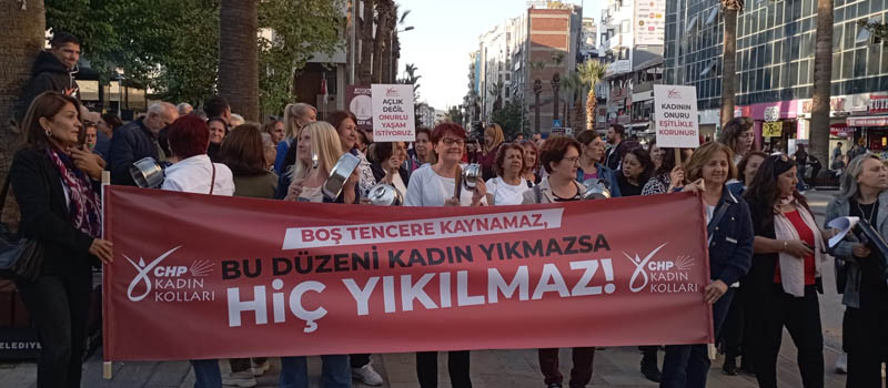 Denizli'de kadınlardan boş tencere eylemi 