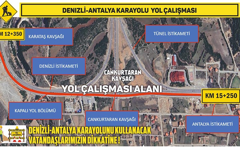 Denizli-Antalya karayolunda yeni bir yol çalışması başladı