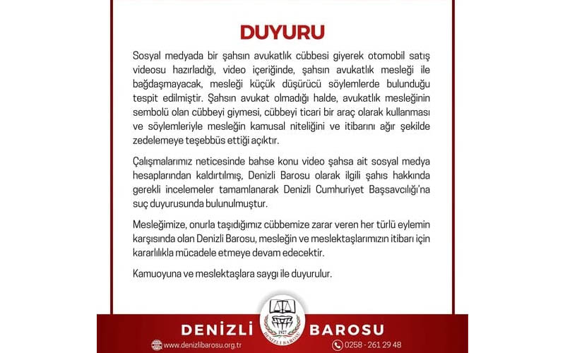 Denizli’de Avukat cübbesiyle araç tanıtımı yapan galerici Faruk Maşalı