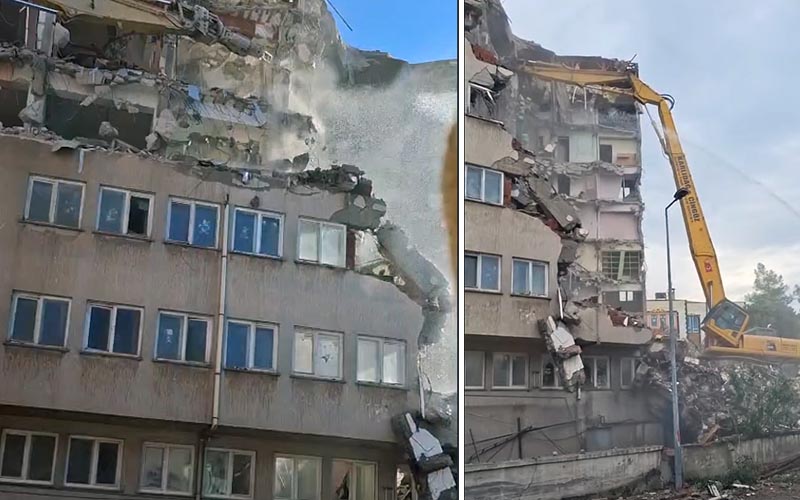Milli Eğitim Müdürlüğünün eski binasında güvenlik önlemsiz yıkım