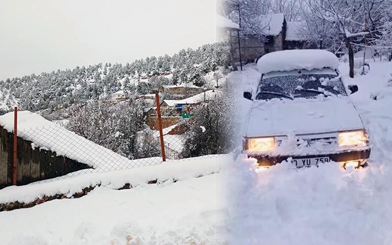 Karakış bastırdı, ilçede kar kalınlığı 25 santimetreyi buldu