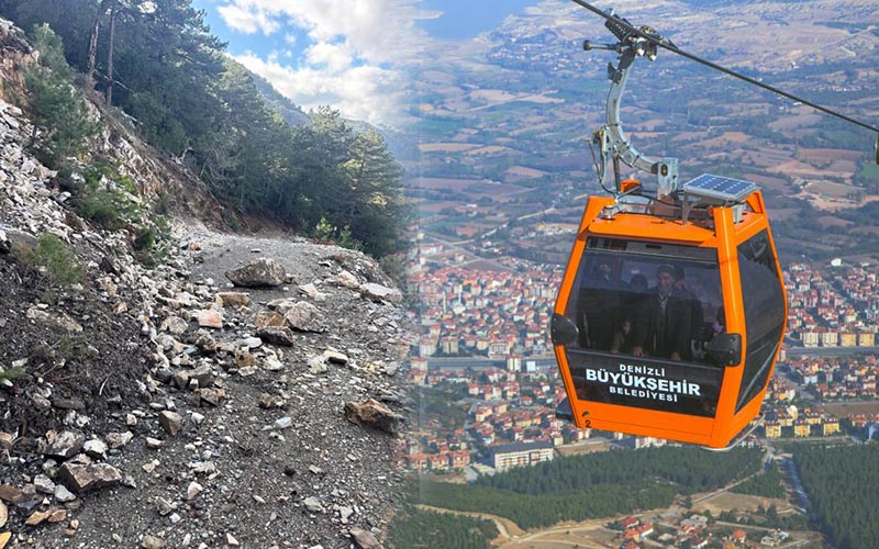 Heyelan nedeniyle teleferik kapatıldı