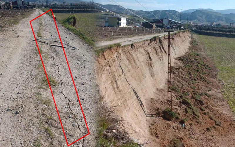 İşte depremin izi, yol yarıldı