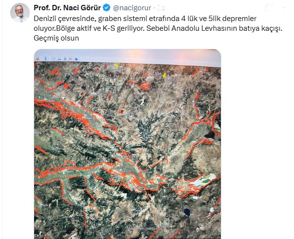 Prof Dr Naci Görür Denizli depremi değerlendirme