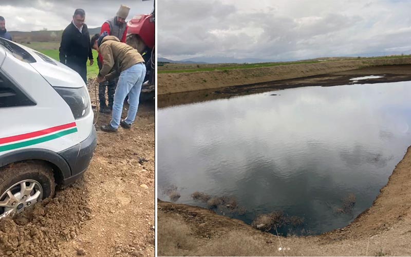 Akalan Biyogaz Tesisi’ne dava açıldı, mahkeme heyetini taşıyan araç çamura saplandı