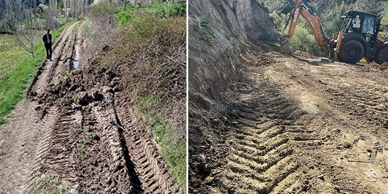 Denizli'nin Çameli ilçesinde tarım arazilerinin yollarında düzenleme çalışması yapıldı