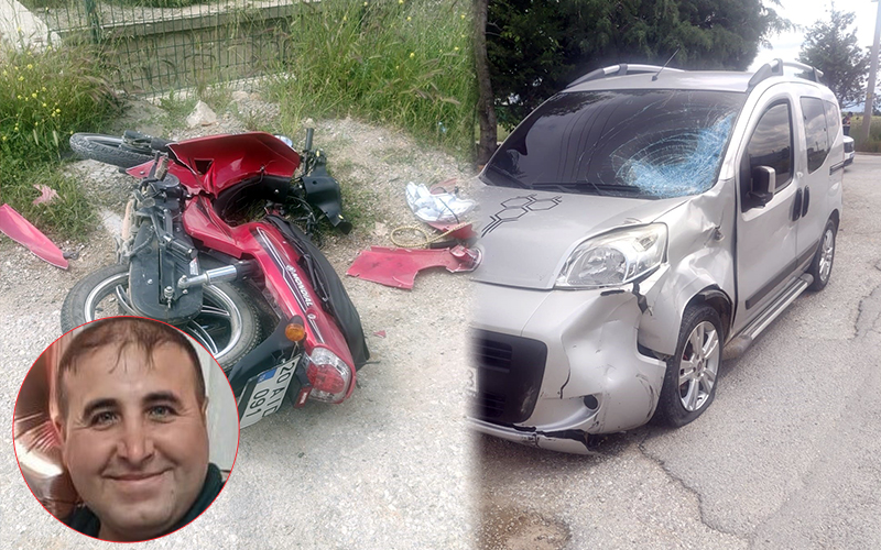 Hafif ticari araçla çarpışan motosiklet sürücüsü hayatını kaybetti