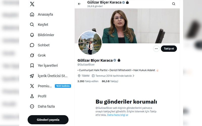 Karaca, sosyal medya hesabını korumaya aldı