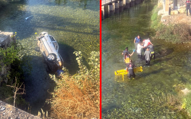 Otomobil 15 metre yüksekten göle uçtu