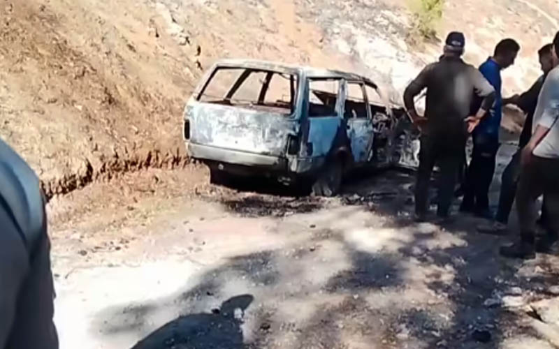 Park halindeki otomobil ormanlık alanda yandı
