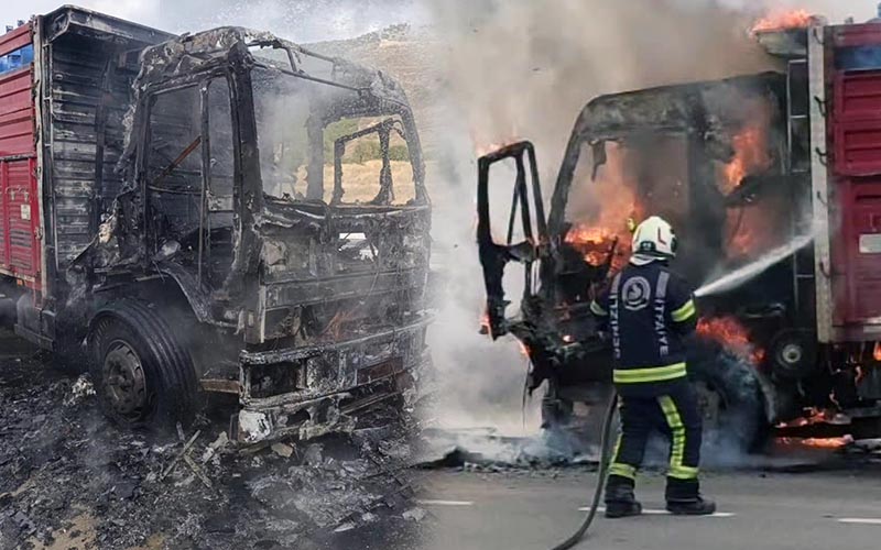 Dev araç alevler içinde kaldı, bu hale geldi
